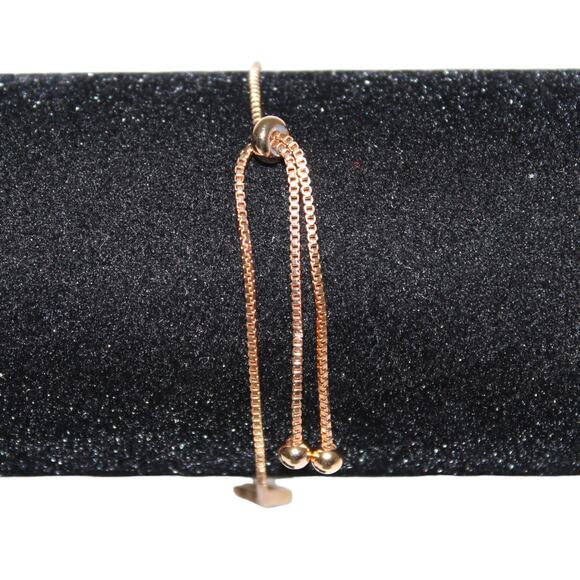 Slide Adjustable Bracelet Rose Gold Tone w/ Crystals - Picture 4 of 5